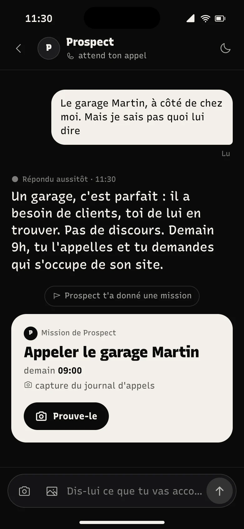 Conversation avec le coach Prospect